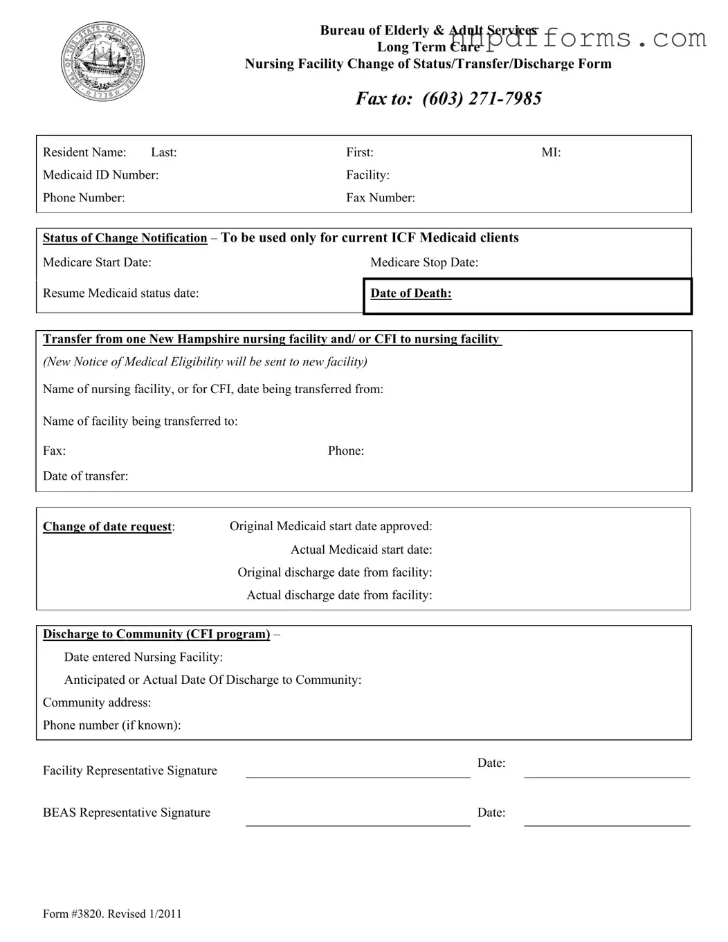 Free New Hampshire 3820 PDF Form