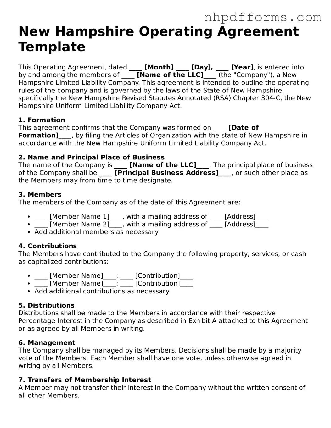 Attorney-Verified  Operating Agreement Template for New Hampshire