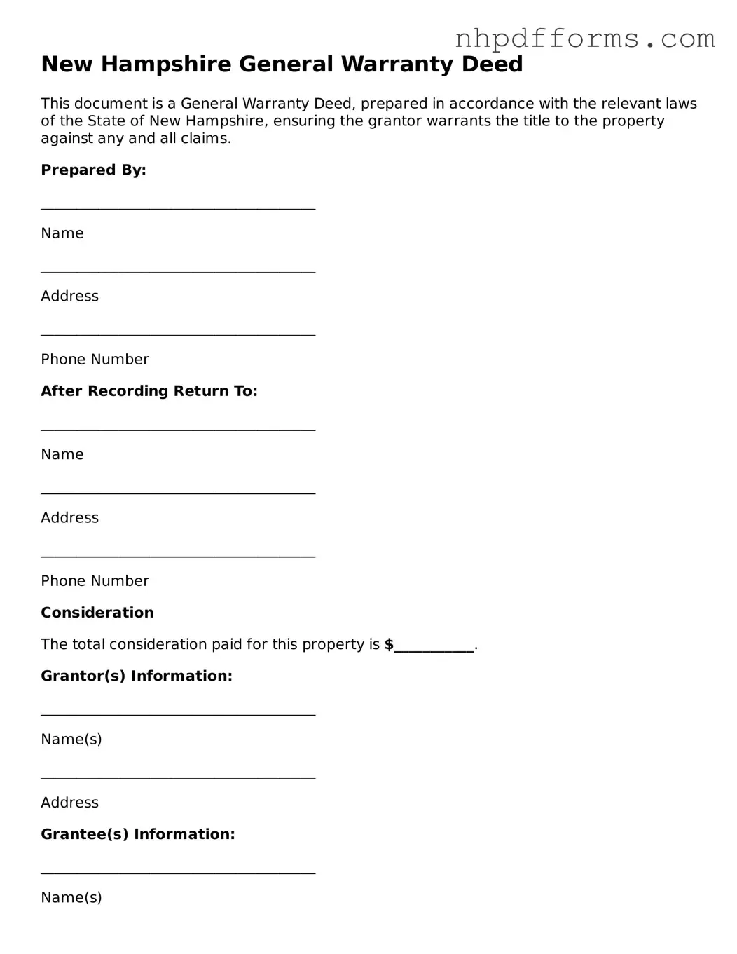 Attorney-Verified  Deed Template for New Hampshire