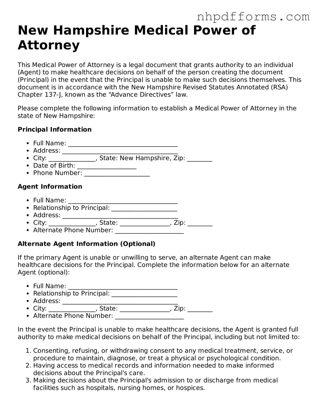 Attorney-Verified  Medical Power of Attorney Template for New Hampshire