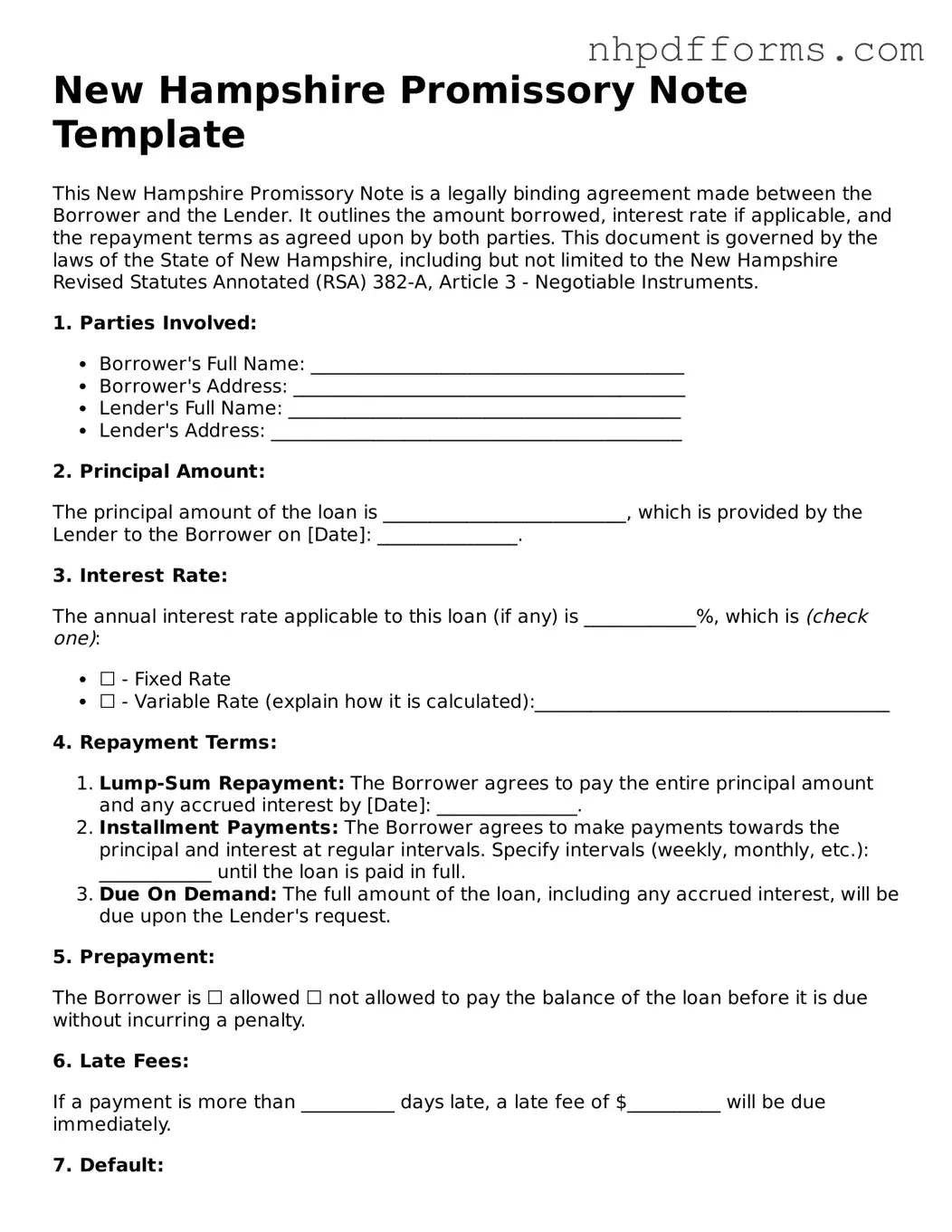 Attorney-Verified  Promissory Note Template for New Hampshire