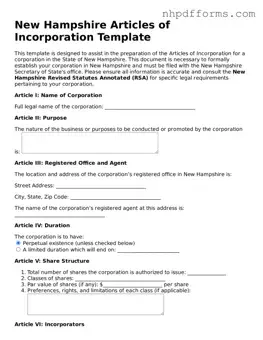 Attorney-Verified  Articles of Incorporation Template for New Hampshire