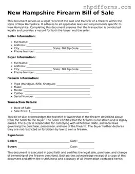Attorney-Verified  Firearm Bill of Sale Template for New Hampshire