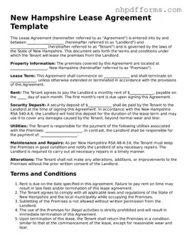 Attorney-Verified  Lease Agreement Template for New Hampshire