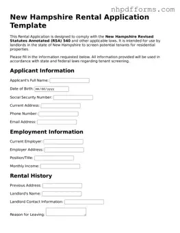 Attorney-Verified  Rental Application Template for New Hampshire