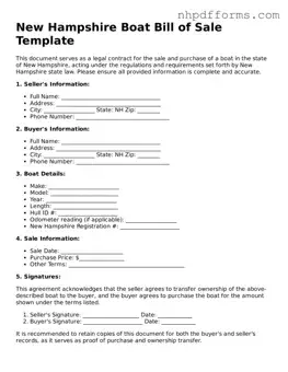 Attorney-Verified  Boat Bill of Sale Template for New Hampshire